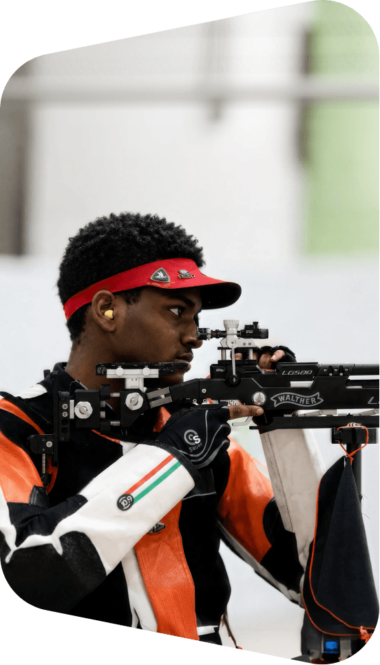 Rifle shooter settling onto the firing point