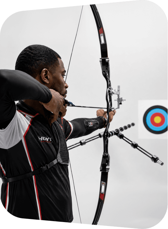 Archer at full draw during a club shoot